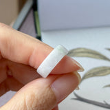 14.8mm A-Grade Natural Light Lavender Green Jadeite Abacus Ring Band No.162510