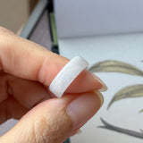 14.8mm A-Grade Natural Light Lavender Green Jadeite Abacus Ring Band No.162510