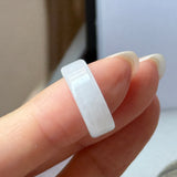 14.8mm A-Grade Natural Light Lavender Green Jadeite Abacus Ring Band No.162510