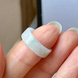 14.8mm A-Grade Natural Light Lavender Green Jadeite Abacus Ring Band No.162510
