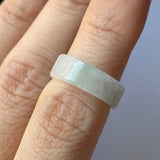 14.8mm A-Grade Natural Light Lavender Green Jadeite Abacus Ring Band No.162510