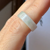 14.8mm A-Grade Natural Light Lavender Green Jadeite Abacus Ring Band No.162510
