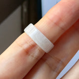 14.8mm A-Grade Natural Light Lavender Green Jadeite Abacus Ring Band No.162510