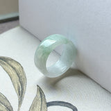 14.9mm A-Grade Natural Light Lavender Green Jadeite Abacus Ring Band No.162511