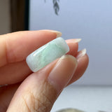 14.9mm A-Grade Natural Light Lavender Green Jadeite Abacus Ring Band No.162511