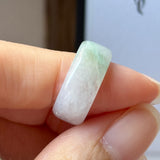 14.9mm A-Grade Natural Light Lavender Green Jadeite Abacus Ring Band No.162511