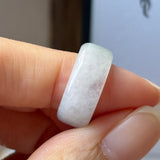 14.9mm A-Grade Natural Light Lavender Green Jadeite Abacus Ring Band No.162511