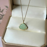 Icy A-Grade Light Green Jadeite Lotus Pendant No. 172684