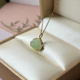 Icy A-Grade Light Green Jadeite Lotus Pendant No. 172684