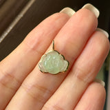 Icy A-Grade Light Green Jadeite Lotus Pendant No. 172684