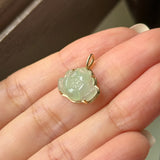 Icy A-Grade Light Green Jadeite Lotus Pendant No. 172684