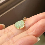 Icy A-Grade Light Green Jadeite Lotus Pendant No. 172684