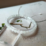5.2mm A-Grade Natural White Jadeite Beaded Bracelet No.190483