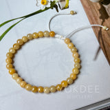 5.2mm A-Grade Natural Yellow Jadeite Beaded Bracelet No.190485