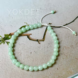 5.2mm A-Grade Natural Green Jadeite Beaded Bracelet No.190484