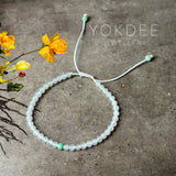3.4mm Icy A-Grade Natural Jadeite Beaded Bracelet No.190481