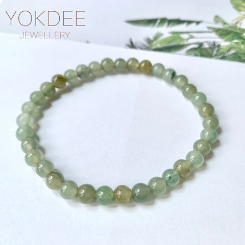 5.5mm A-Grade Natural Dark Green Jadeite Beaded Bracelet No.190153