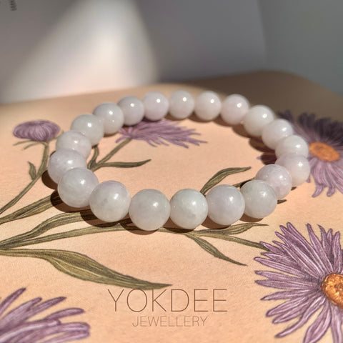 8.8mm A-Grade Natural Lilac Jadeite Beaded Bracelet No. 220563