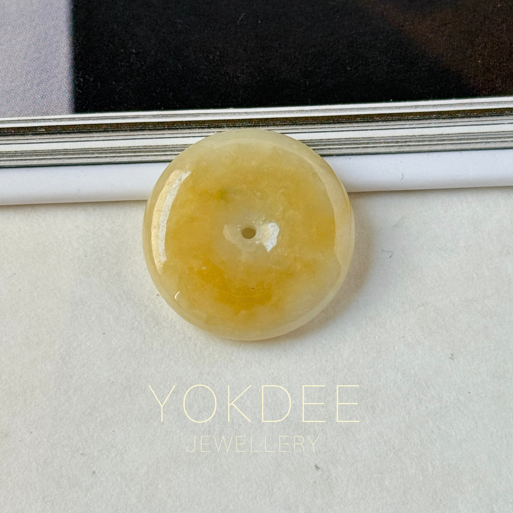 A-Grade Natural Yellow & White Jadeite Donut No.172760
