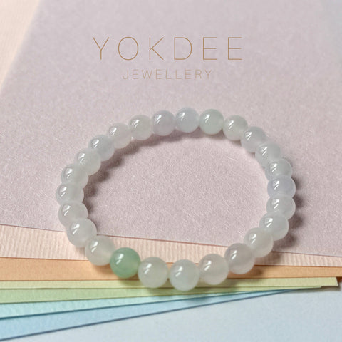 6.5mm Icy A-Grade Natural Light Lavender Jadeite Bracelet No.190472