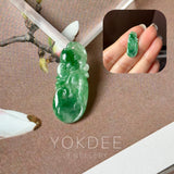 A-Grade Green Jadeite Ruyi Pendant No. 172717
