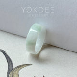 14.8mm A-Grade Natural Light Lavender Green Jadeite Abacus Ring Band No.162510