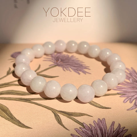 8.8mm A-Grade Natural Lilac Jadeite Beaded Bracelet No. 220564