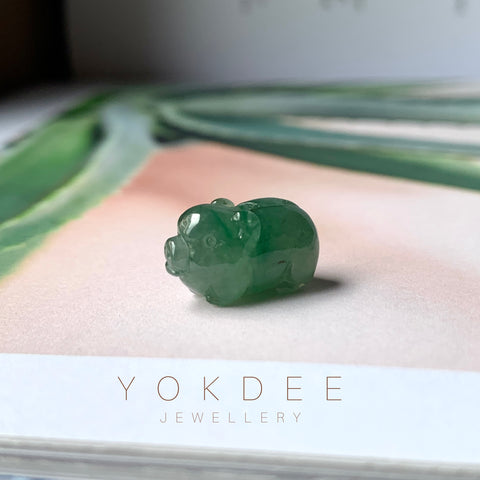 A-Grade Bluish Green Jadeite Pig Pendant No.172202