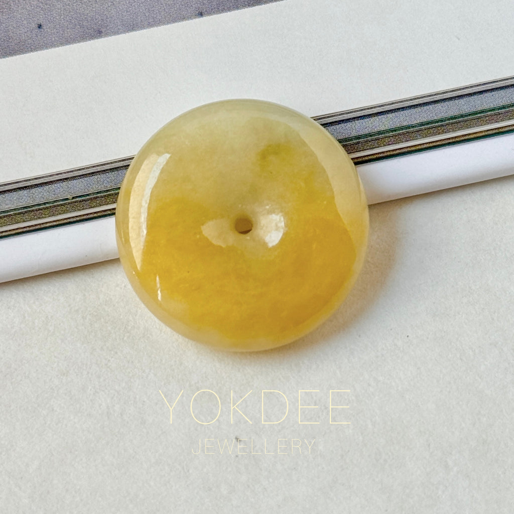 A-Grade Natural Yellow & White Jadeite Donut No.172761