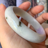 56.8mm A-Grade Type A Natural Jadeite Jade Pastel Shades Modern Round Bangle No.151462