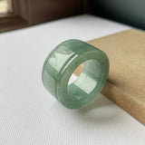 20.2mm A-Grade Natural Bluish Green Jadeite Archer Ring Band No.162250