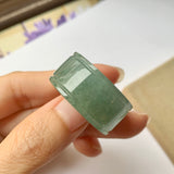 20.2mm A-Grade Natural Bluish Green Jadeite Archer Ring Band No.162250