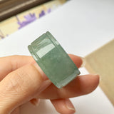 20.2mm A-Grade Natural Bluish Green Jadeite Archer Ring Band No.162250
