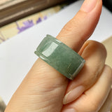 20.2mm A-Grade Natural Bluish Green Jadeite Archer Ring Band No.162250