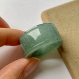 20.2mm A-Grade Natural Bluish Green Jadeite Archer Ring Band No.162250