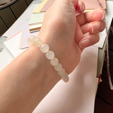 7.1mm A-Grade Natural Jadeite Beaded Bracelet No.190287
