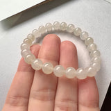 7.1mm A-Grade Natural Jadeite Beaded Bracelet No.190287