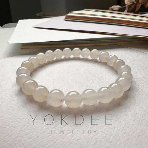 7.1mm A-Grade Natural Jadeite Beaded Bracelet No.190287