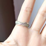 SOLD OUT: A-Grade Natural Blue Green Jadeite Joseon Dynasty Cherry Blossom Blooming Ring No.162429