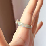 SOLD OUT: A-Grade Natural Blue Green Jadeite Joseon Dynasty Cherry Blossom Blooming Ring No.162429