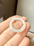 17.4mm A-Grade Natural Light Green Jadeite Abacus Ring Band No.161469