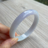 56.6mm A-Grade Natural Lavender Green Jadeite Modern Round Bangle No. 152055