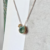 SOLD OUT: A-Grade Bluish Green Floral Jadeite Little Kitten with Fish Bone Pendant No.172169