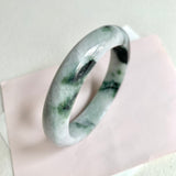 59.5mm A-Grade Natural Bluish Floral Modern Round Bangle No. 600173