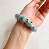 59.5mm A-Grade Natural Bluish Floral Modern Round Bangle No. 600173