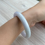 56.6mm A-Grade Natural Lavender Green Jadeite Modern Round Bangle No. 152055