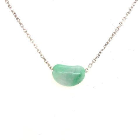 A-Grade Natural Moss On Snow Jadeite Jelly Bean Pendant No.172825