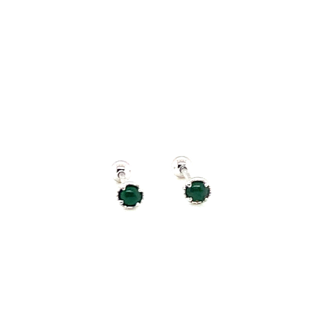 Custom Setting Balance: Natural Imperial Green Jade Petite Dolly Earring (White) No.180862