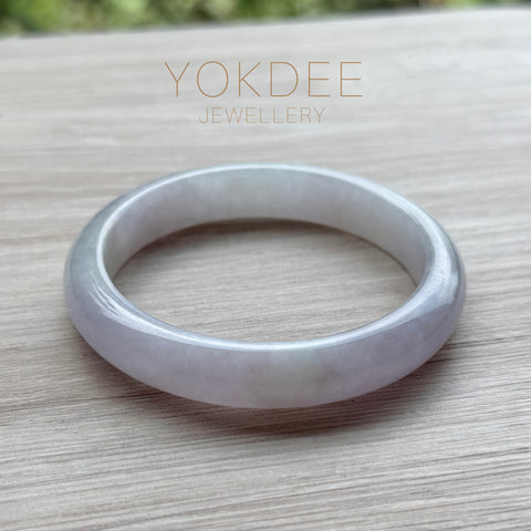 54.7mm A-Grade Natural Pink Lavender Jadeite Modern Round Bangle No. 152054