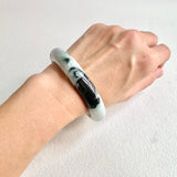 59.5mm A-Grade Natural Bluish Floral Modern Round Bangle No. 600173